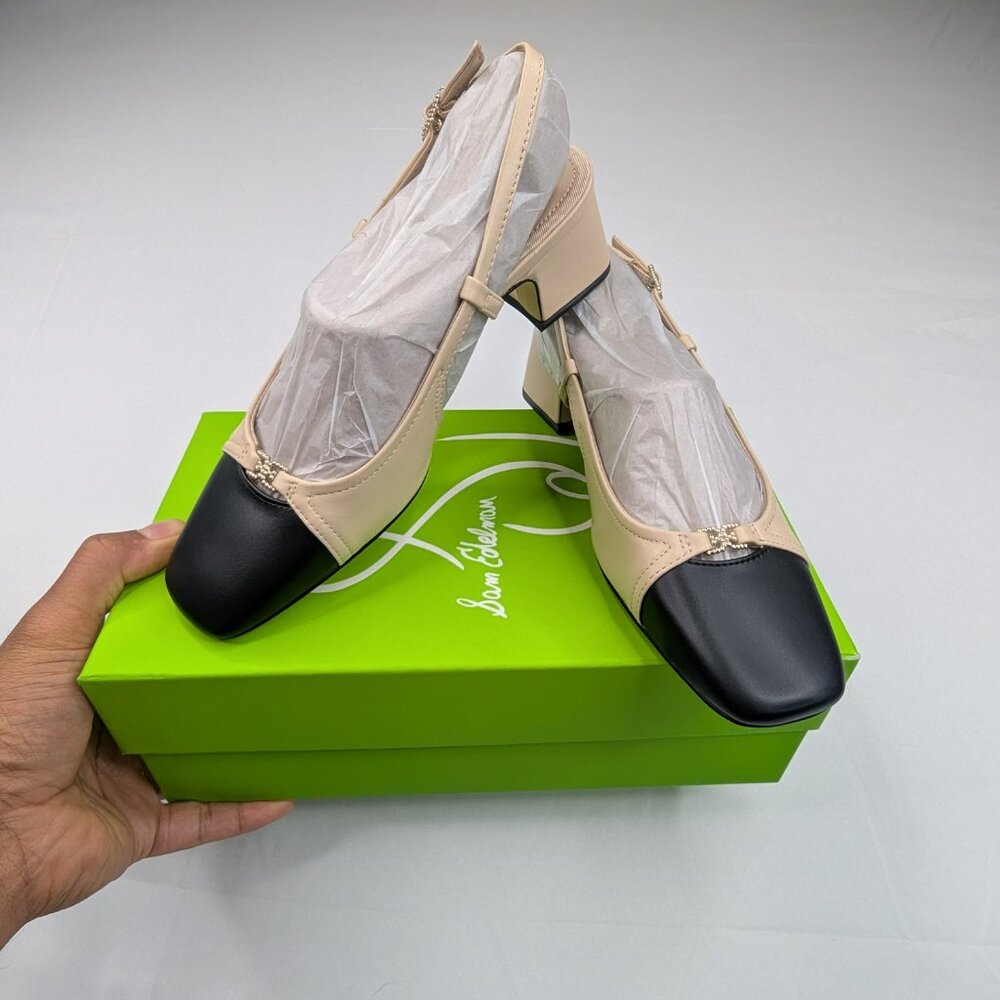 NEW Sam Edelman Tarra 2 Women's Slingback Heel Summer Sand Black Women's Size 5